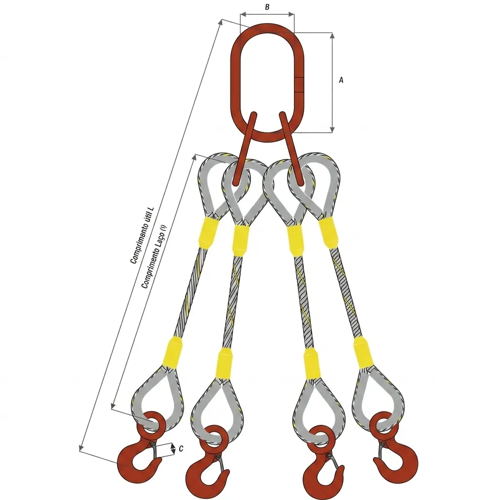 Laço de Cabo de Aço AC7 Offshore Galvanizado com Alma de Aço